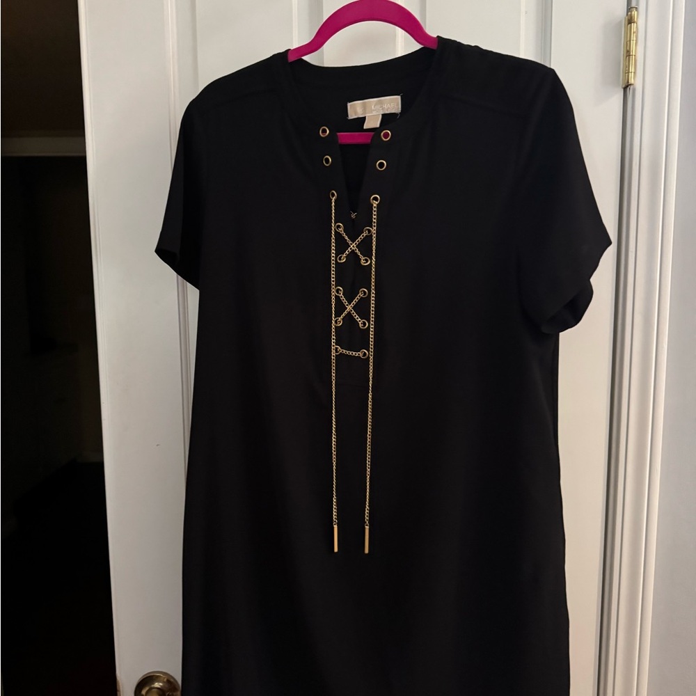 Michael Kors Black Dress with Gold Accents